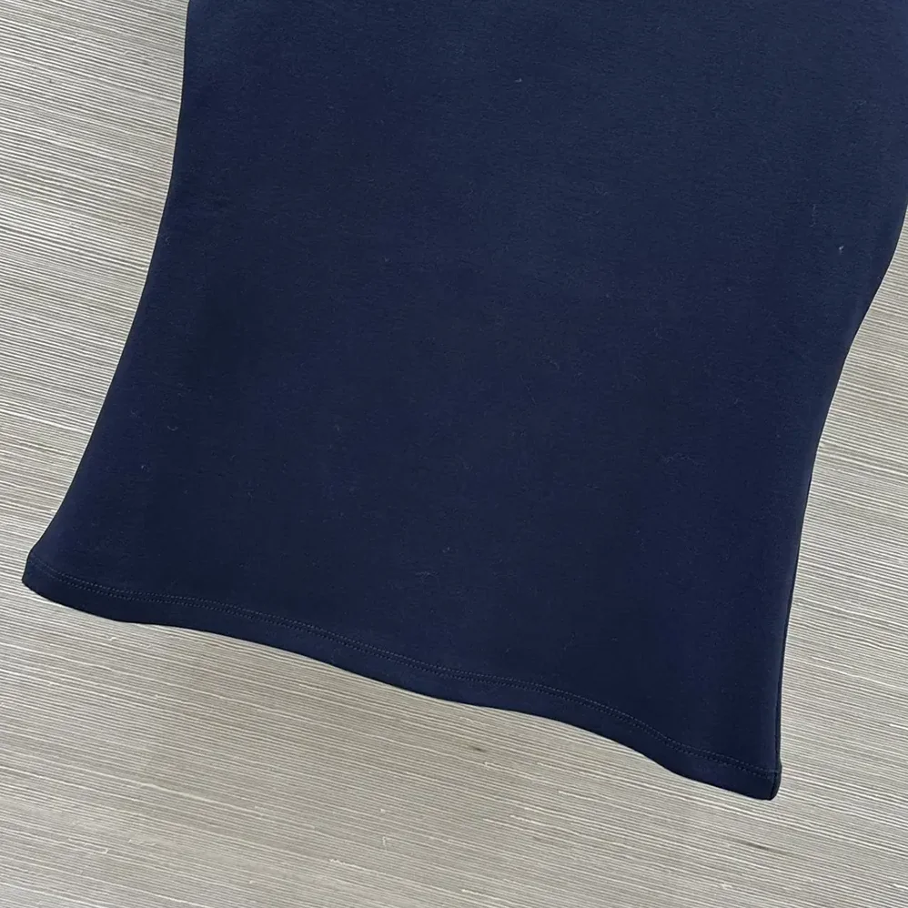 Celine Triomphe T-Shirt In Ribbed Cotton Jersey for Women in Navy