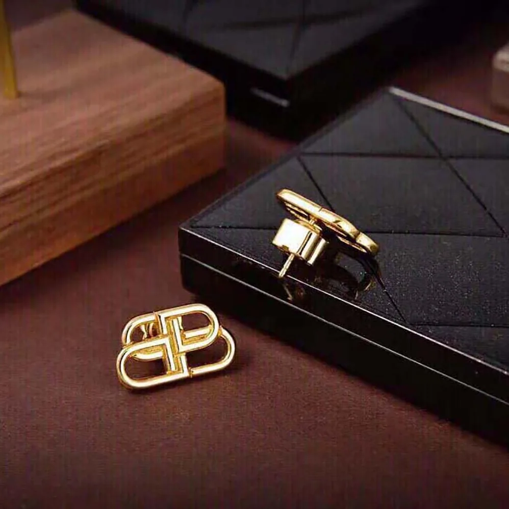 Balenciaga BB S Stud Earrings in Gold Brass for Women Balenciaga BB S Stud Earrings in Gold Brass for Women
