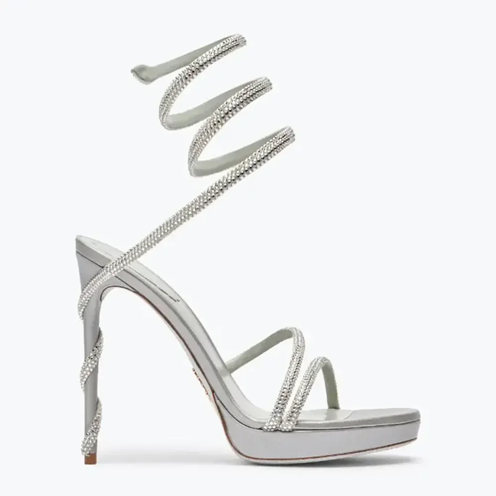 Rene Caovilla Margot Silver Platform Sandal 120 for Women