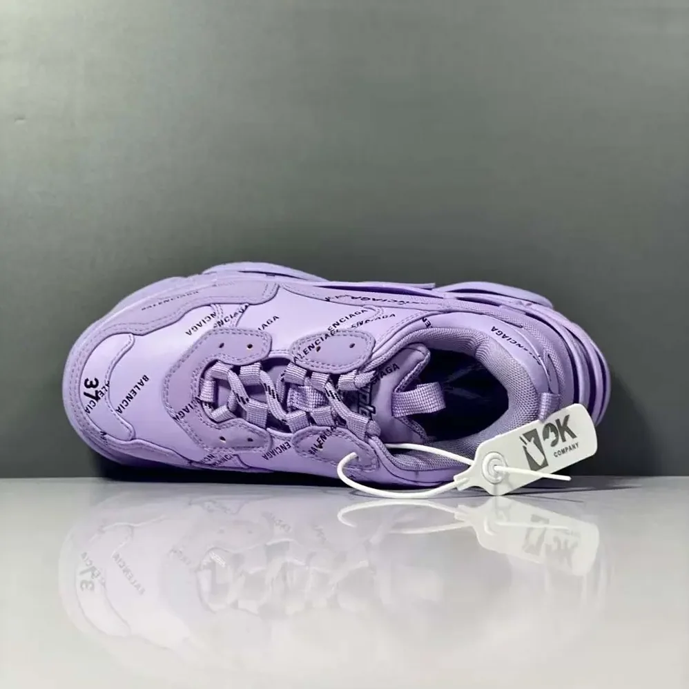 Balenciaga Triple S Sneaker Allover Logo in Purple and Black for Women Balenciaga Triple S Sneaker Allover Logo in Purple and Black for Women