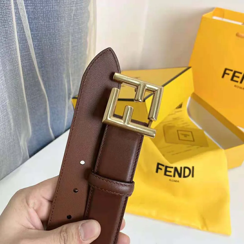 Fendi Belt with Loop and FF Stud Buckle for Women