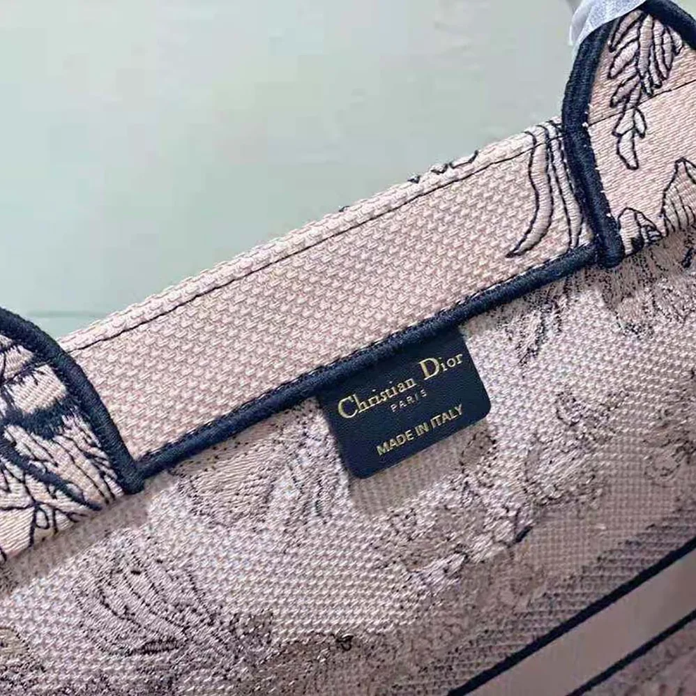 Dior Large Dior Book Tote Powder Pink Dior Jardin Botanique Embroidery for Women