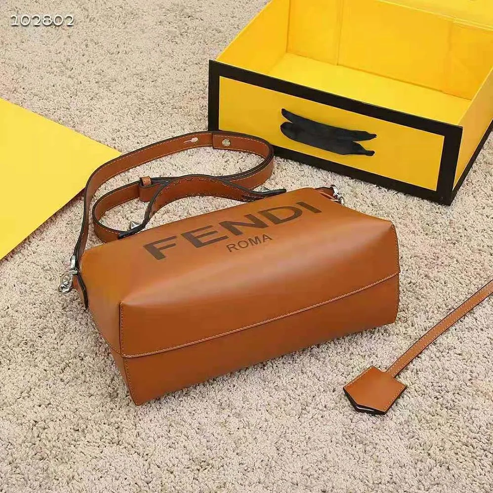 Fendi Medium by the way Brown Leather Boston Bag for Women