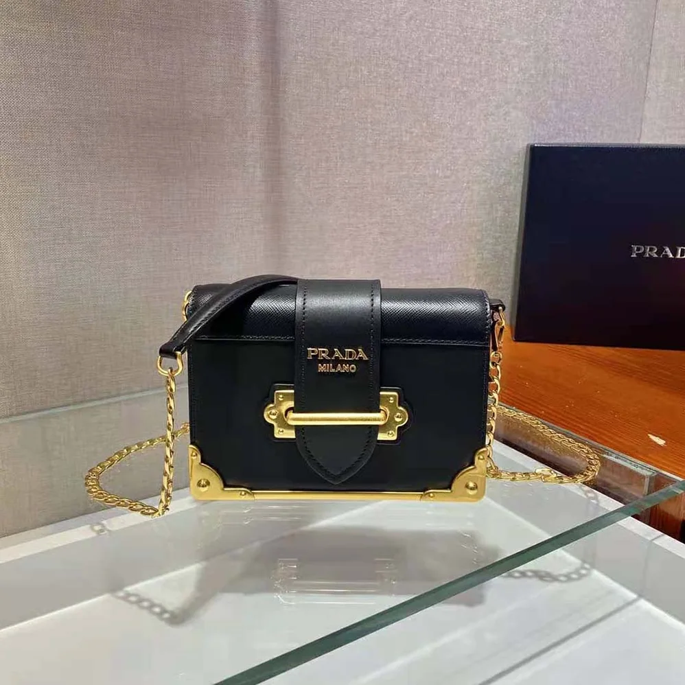 Prada Leather Prada Cahier Bag for Women in Black Prada Leather Prada Cahier Bag for Women in Black