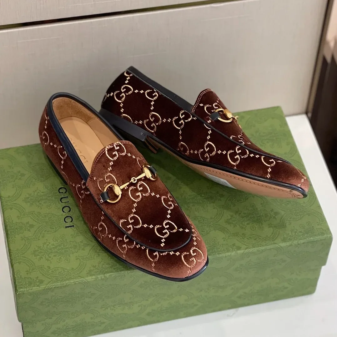 Gucci Jordan GG Velvet Loafer Brown Gucci Jordan GG Velvet Loafer Brown