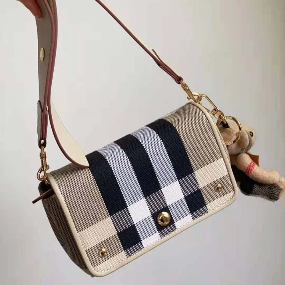 Burberry Small Check Canvas Crossbody Bag for Women Burberry Small Check Canvas Crossbody Bag for Women