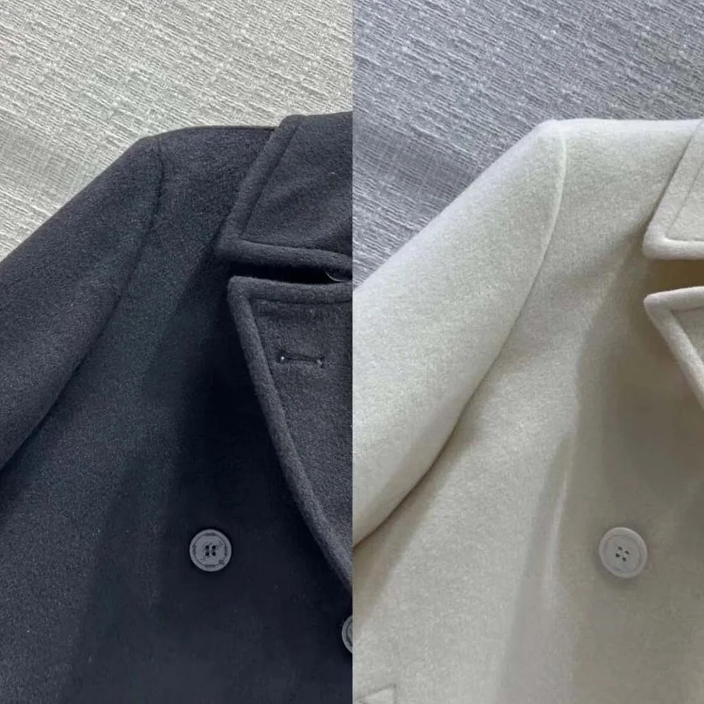 Prada Double-breasted Cloth Peacoat for Women in Black