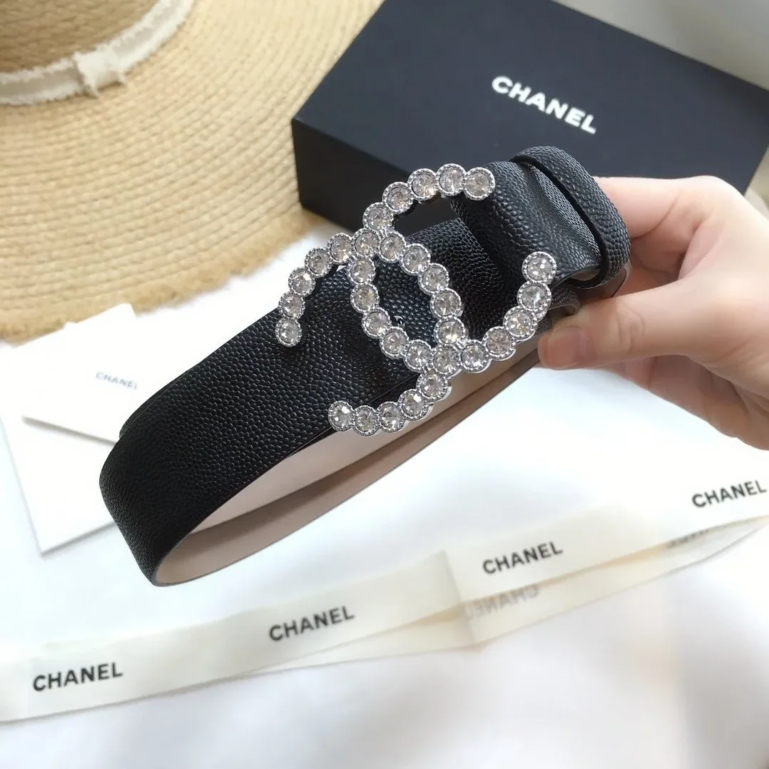 Chanel Belt With Beaded Buckle Black With Silver Hardware for Women Chanel Belt With Beaded Buckle Black With Silver Hardware for Women