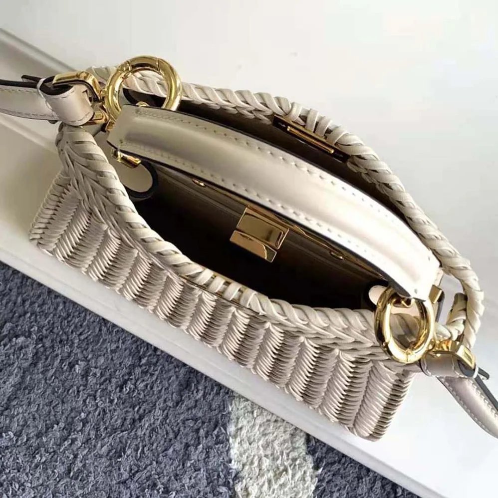 Fendi Peekaboo ISeeU Petite White Padded Calfskin Leather Bag for Women Fendi Peekaboo ISeeU Petite White Padded Calfskin Leather Bag for Women