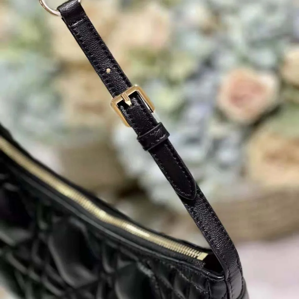 Dior CD Lounge Bag Black Supple Macrocannage Lambskin for Women