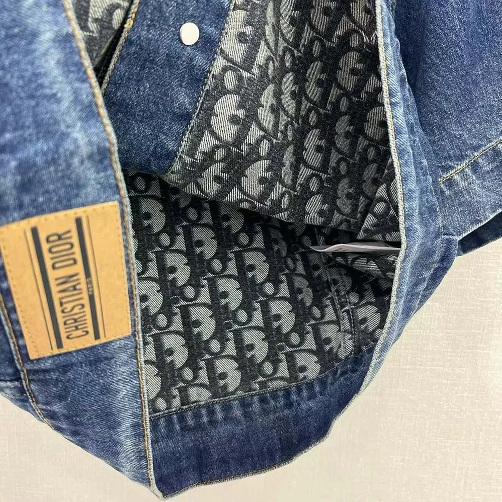 Dior Jacket Blue Stonewashed Cotton Denim with Dior Oblique Interior for Women