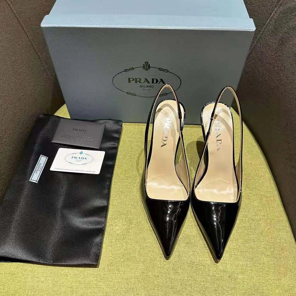 Prada Patent Leather Slingbacks for Women in Black