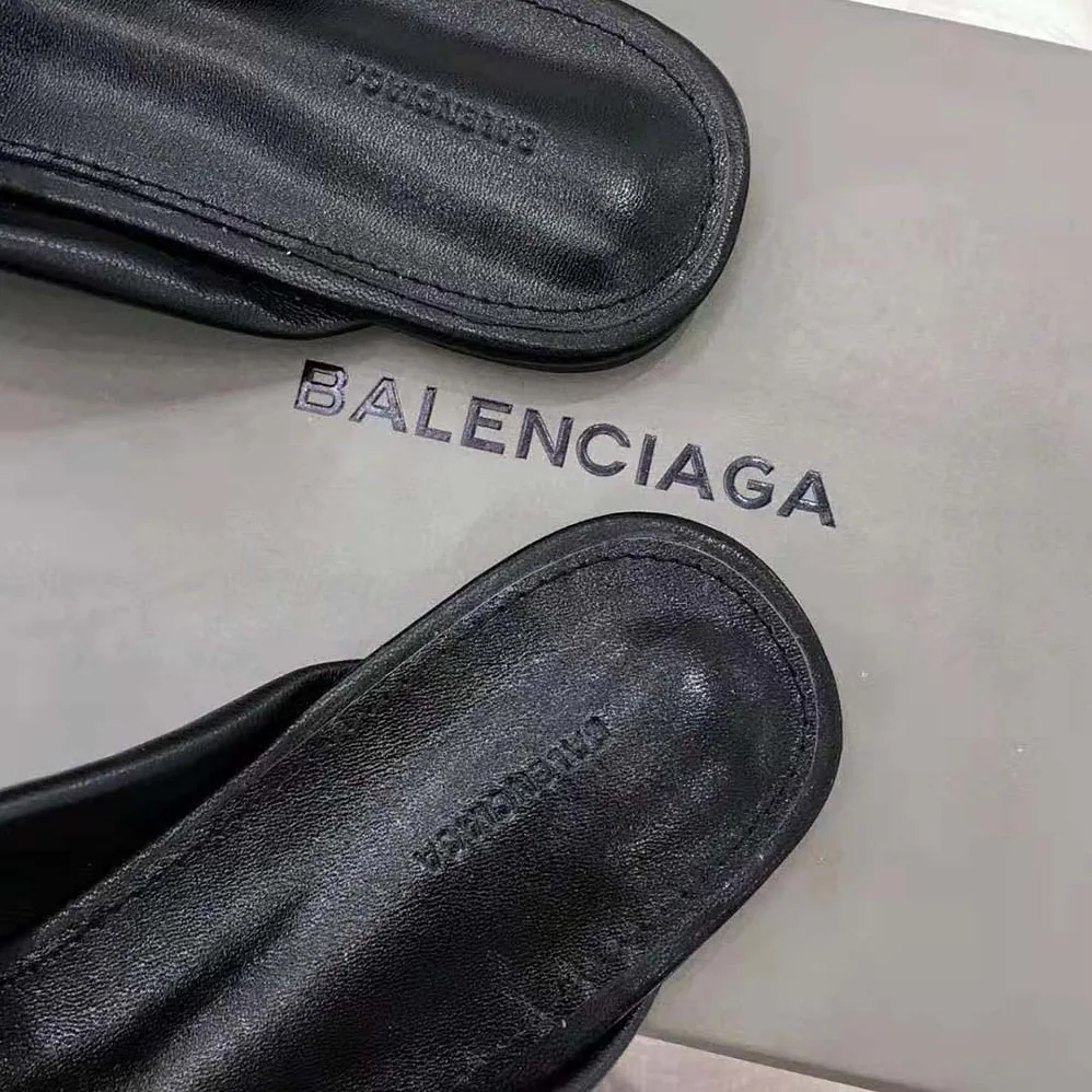 Balenciaga Drapy Flat Sandal in Black Smooth Nappa Lambskin for Women