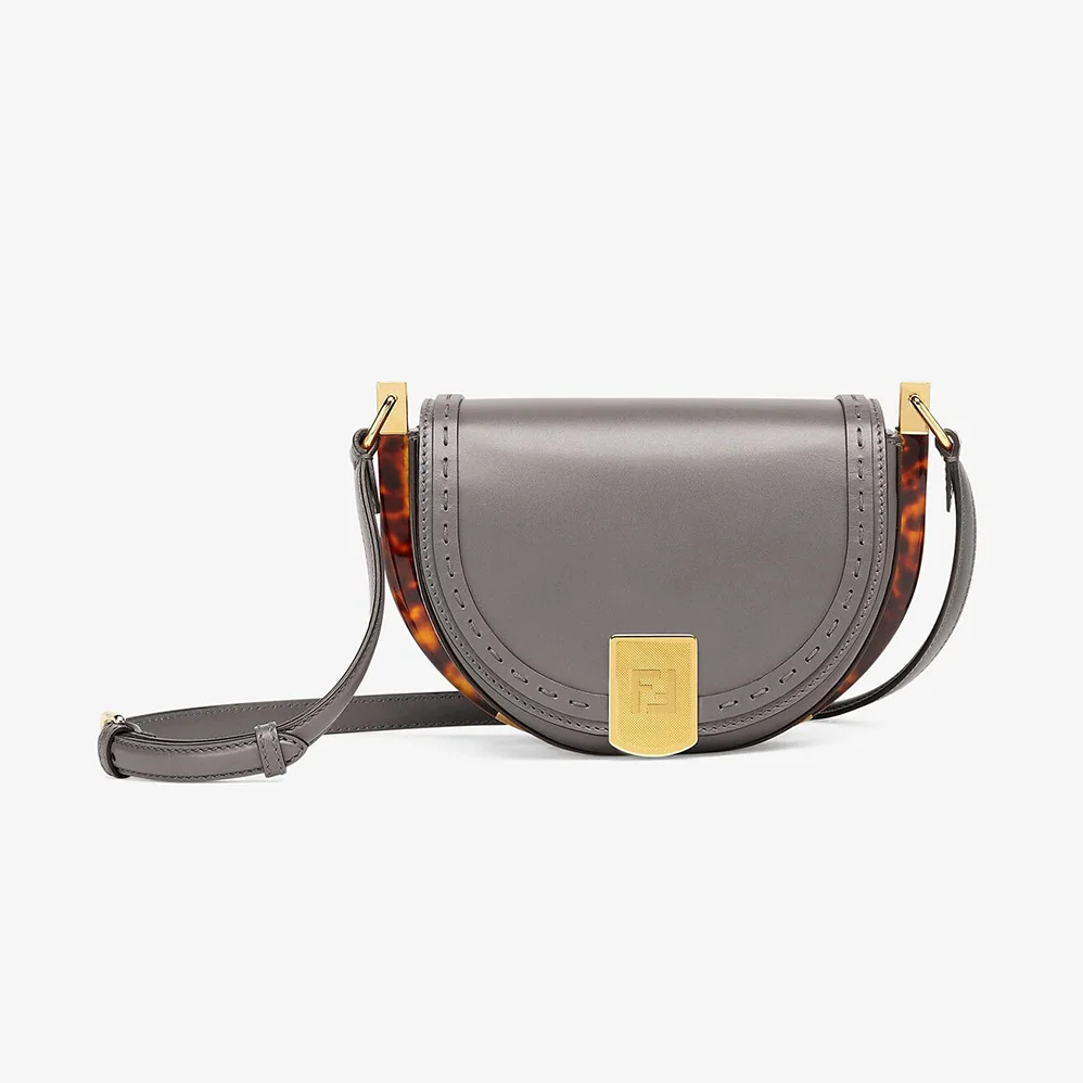 Fendi Moonlight Hand-Stitched Leather Satchel Bag for Women in Silver
