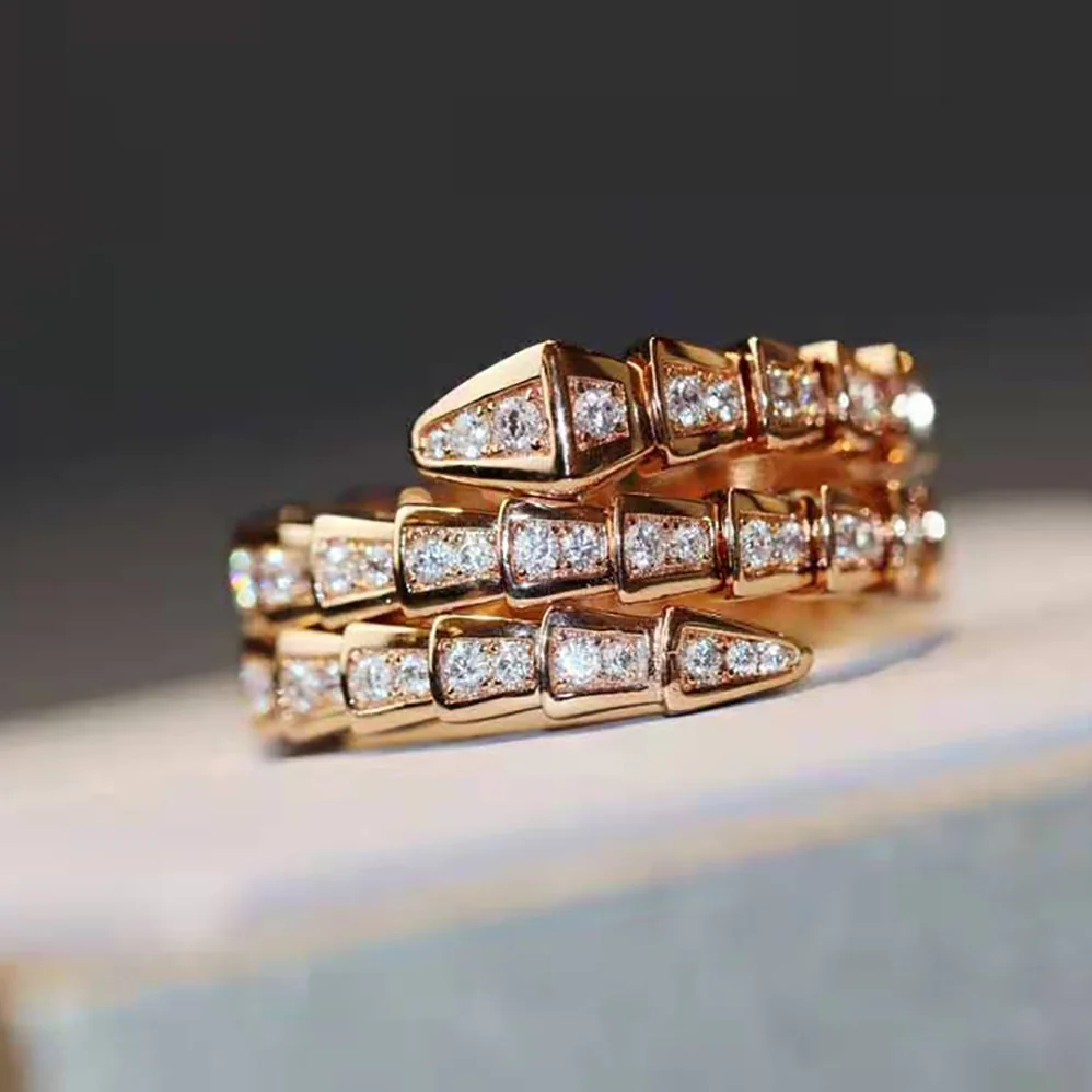 Bvlgari Serpenti Viper Two-coil 18 KT Rose Gold Ring for Women