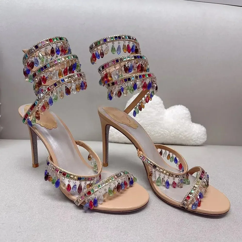 Rene Caovilla Chandelier Crystal Sandy Sandal 105 for Women Rene Caovilla Chandelier Crystal Sandy Sandal 105 for Women