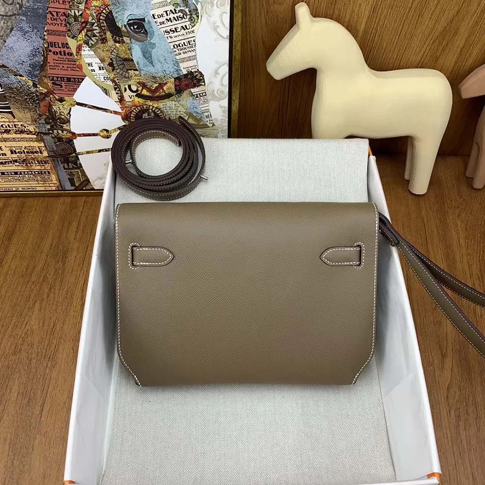 Hermes Kelly Depeches 25 Pouch for Men in Gray