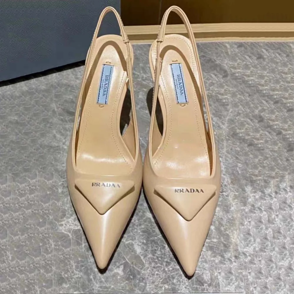 Prada Brushed Leather Sandals in 75 mm Heel Height for Women in Pink