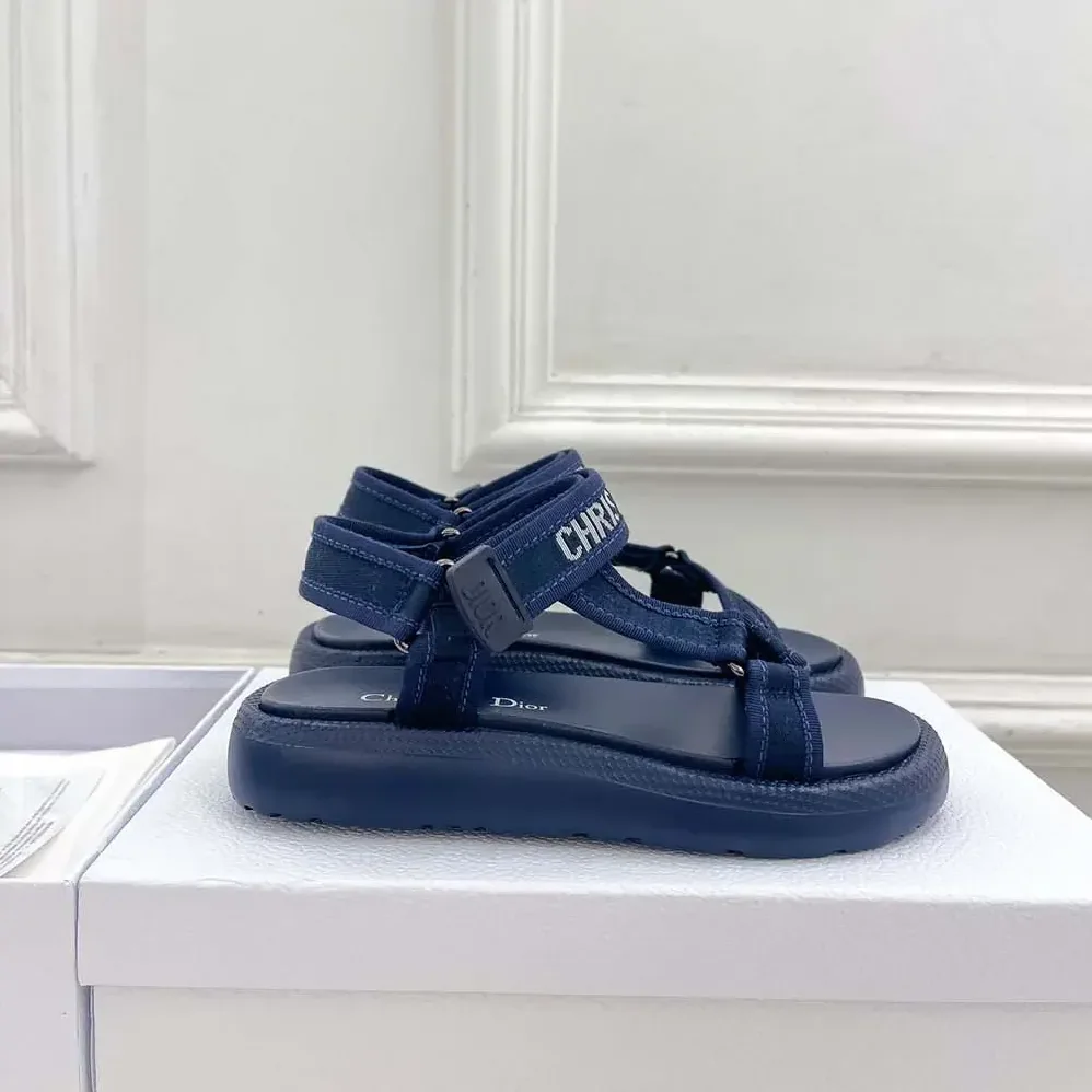 Dior Dioriviera D-Wave Sandal Deep Blue Technical Fabric for Women