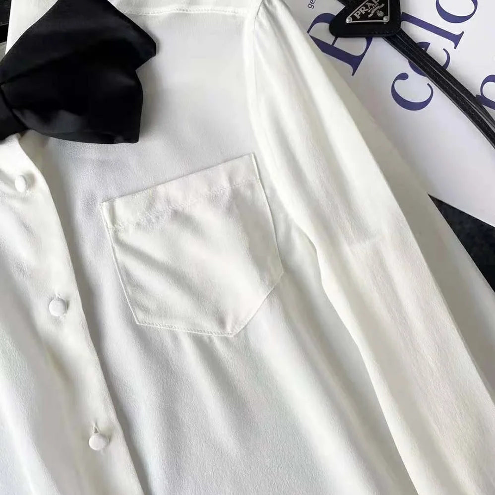 Prada Crepe DE Chine Shirt for Women in White