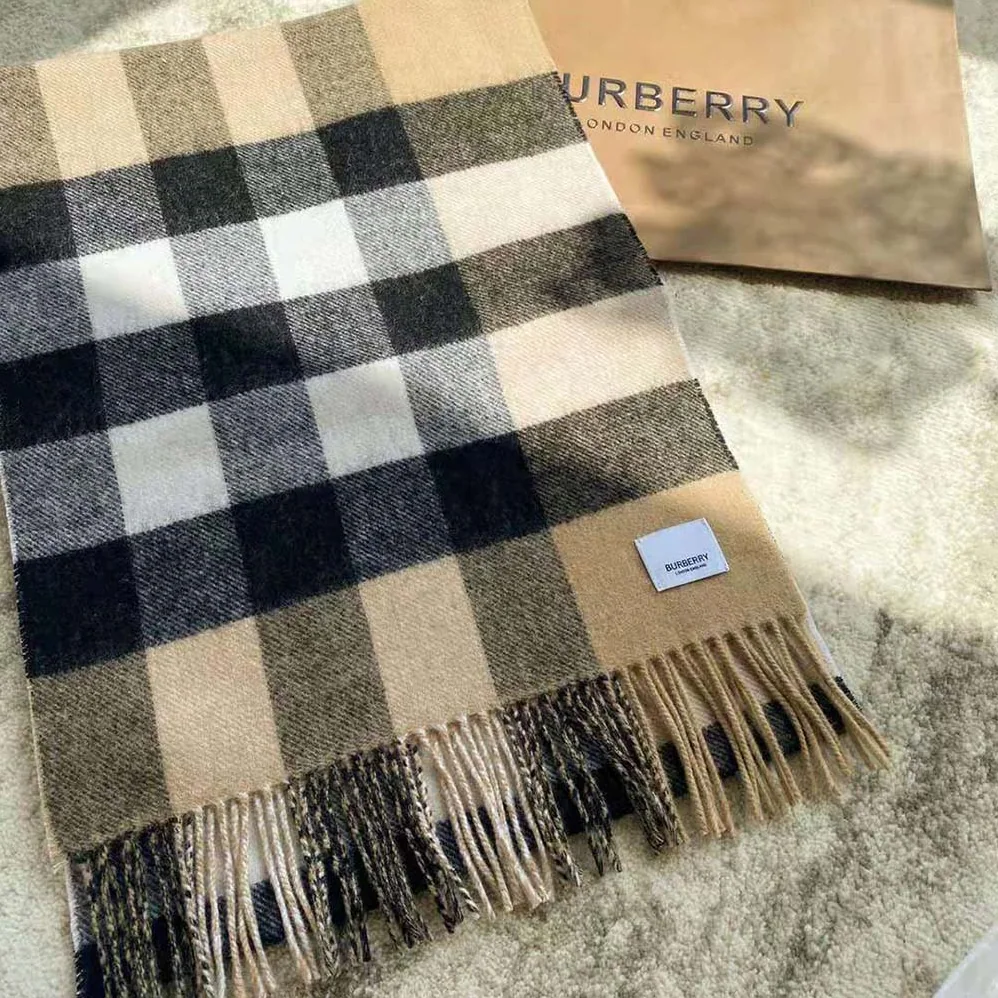 Burberry Reversible Check and Monogram Cashmere Scarf for Women in Brown