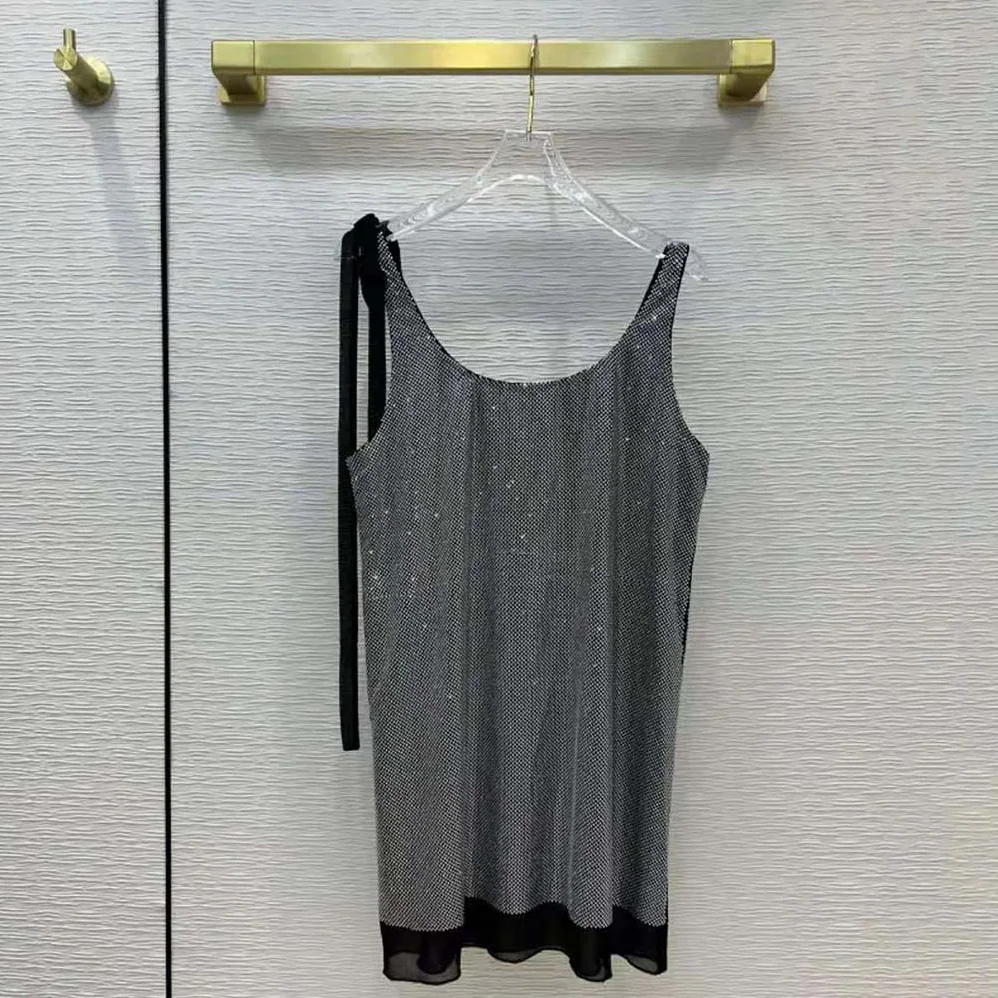 Prada Studded Chiffon Dress with a Fluid Silhouette for Women