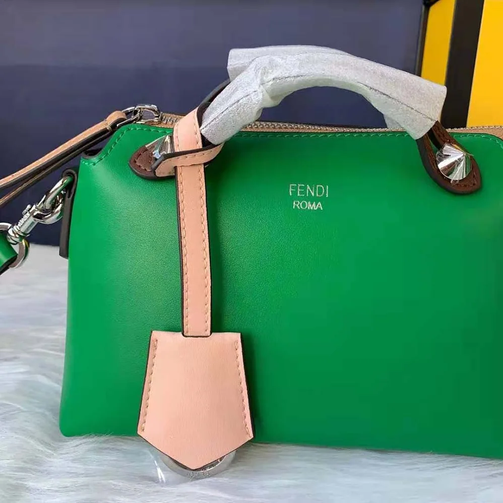 Fendi by the way Mini Multicolor Leather Boston Bag for Women in Green Fendi by the way Mini Multicolor Leather Boston Bag for Women in Green