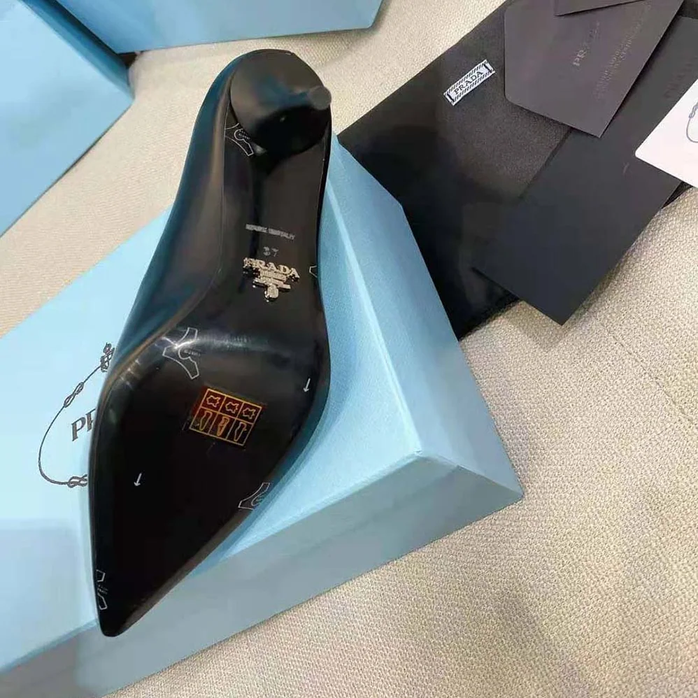 Prada Brushed Leather Pumps for Women in Black