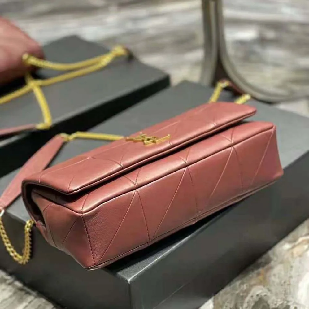 Saint Laurent YSL Jamie Medium Carre Reive Gauche in Lambskin for Women in Maroon