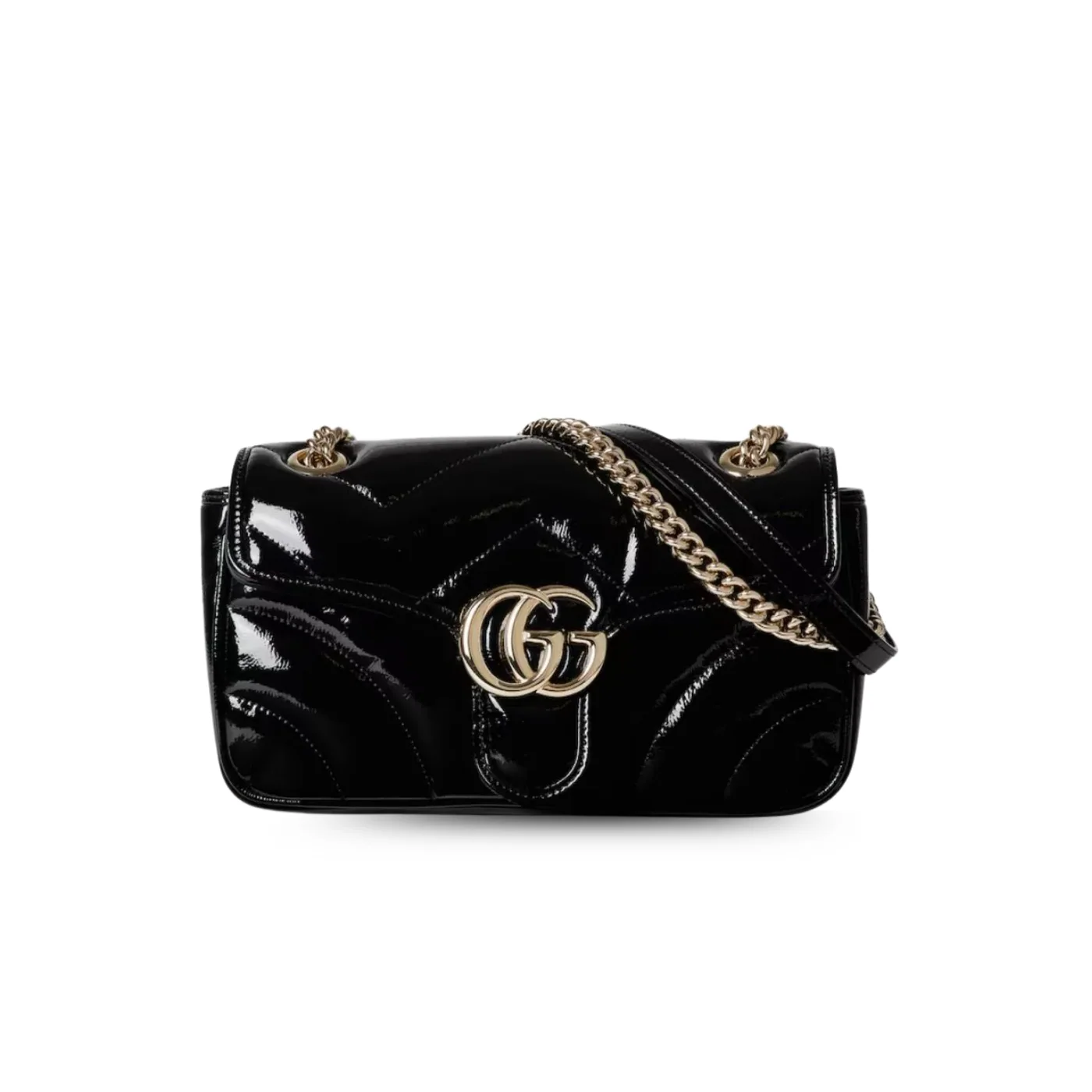 Gucci GG Marmont Small Shoulder Bag in Black Gold Hardware Gucci GG Marmont Small Shoulder Bag in Black Gold Hardware