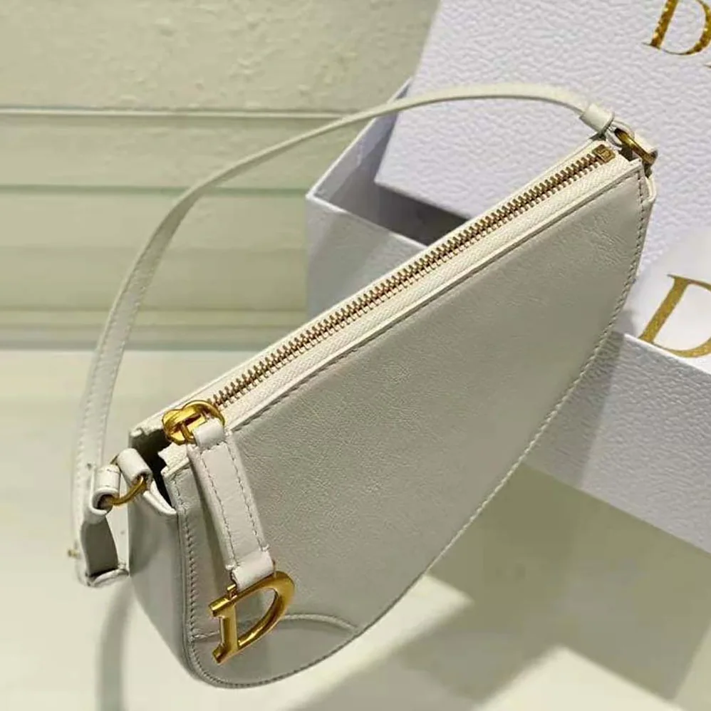 Dior Saddle Shoulder Pouch Latte Goatskin for Women