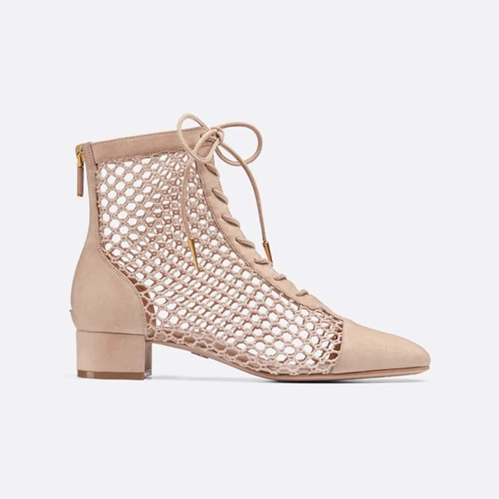Dior Naughtily-D Mesh Ankle Boot in Suede Calfskin 3cm Heel for Women in Sandy Dior Naughtily-D Mesh Ankle Boot in Suede Calfskin 3cm Heel for Women in Sandy