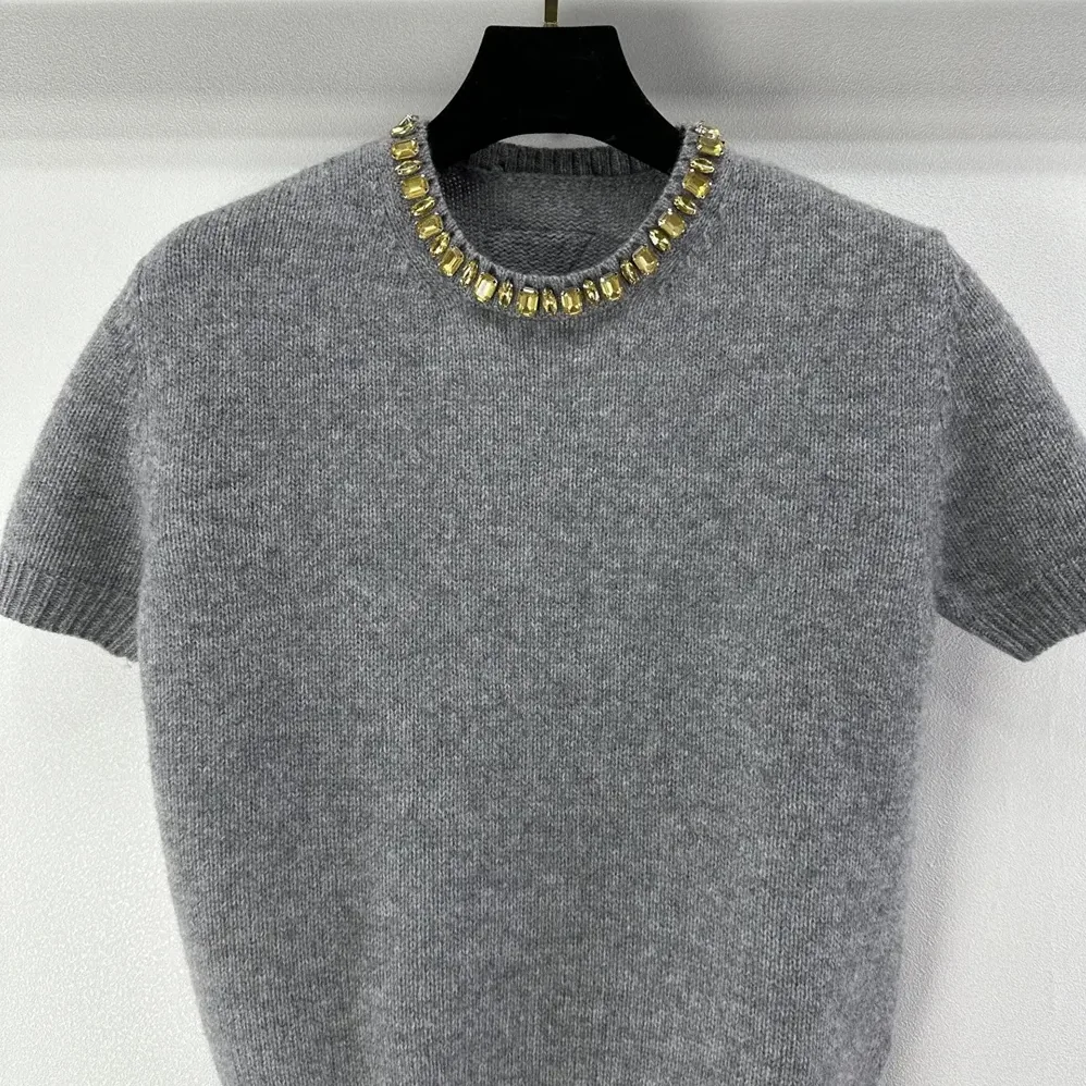 Prada Wool And Cashmere Crew-Neck Sweater for Women in Grey