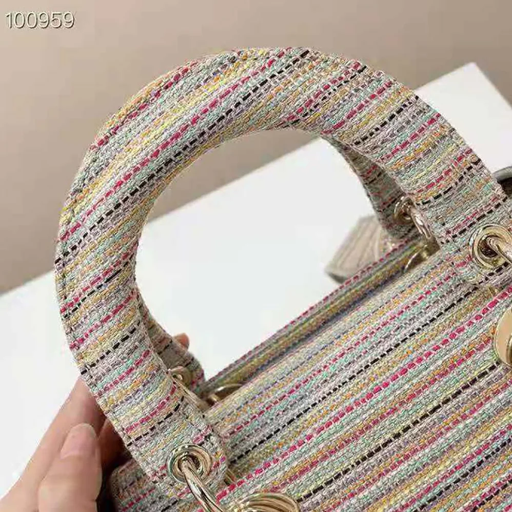 Dior Medium Lady D-lite Bag Multicolor Stripes Embroidery for Women Dior Medium Lady D-lite Bag Multicolor Stripes Embroidery for Women
