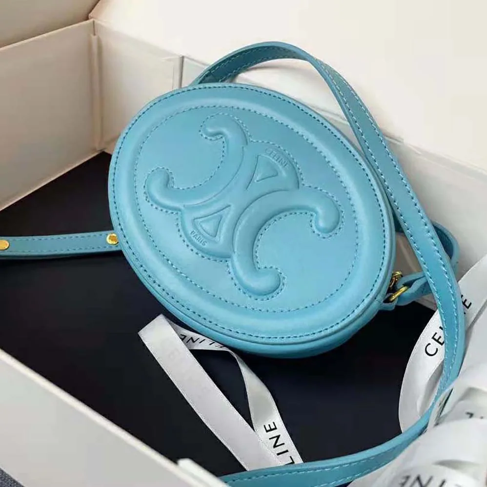 Celine Crossbody Oval Purse Cuir Triomphe in Smooth Calfskin for Women in Blue
