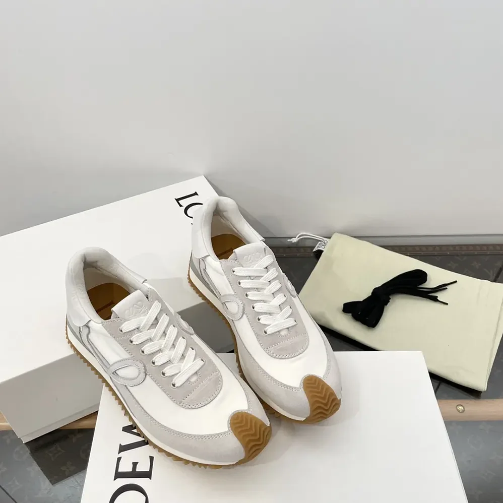 Loewe Flow Runner in Nylon and Suede for Unisex in White Loewe Flow Runner in Nylon and Suede for Unisex in White