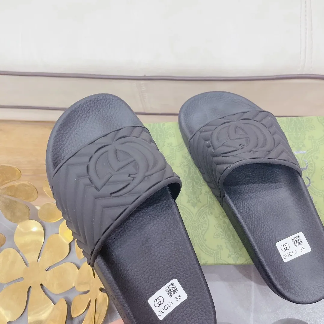 Gucci Quilted GG Rubber Slide Black for Men