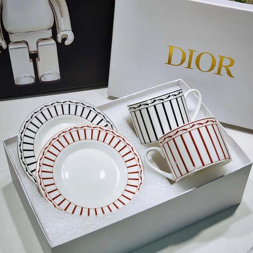 Dior Teacup Saucer White and Black Monsieur Dior for Unisex Dior Teacup Saucer White and Black Monsieur Dior for Unisex