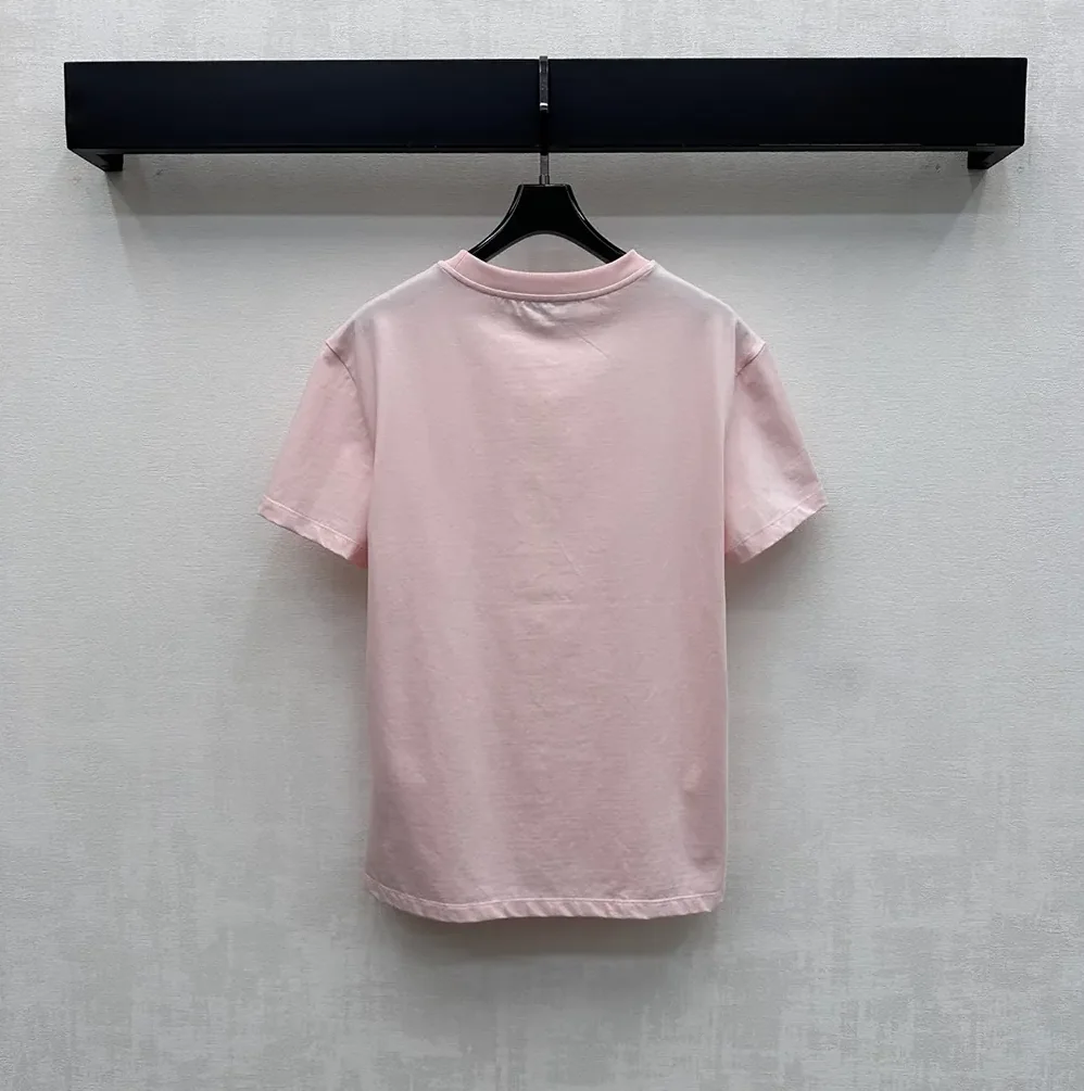 Dior Fitted Dior Médaillon Embroidered T for Men in shirt Pink Cotton Jersey