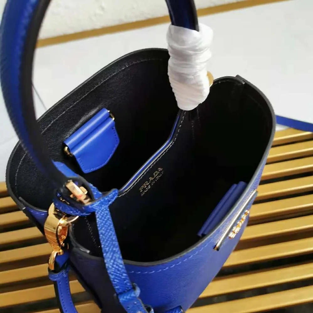 Prada Small Saffiano Leather Prada Panier Bag for Women in Navy Prada Small Saffiano Leather Prada Panier Bag for Women in Navy