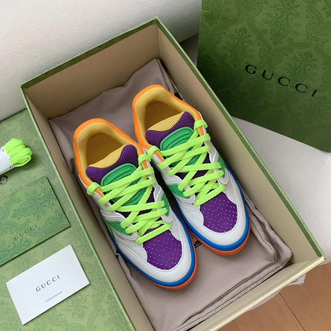 Gucci Basket Sneaker White Green And Purple for Men