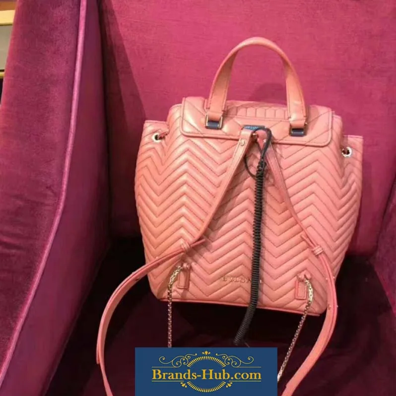 Bvlgari Serpenti Hypnotic Medium Backpack in Quilted Nappa Leather for Women in Pink