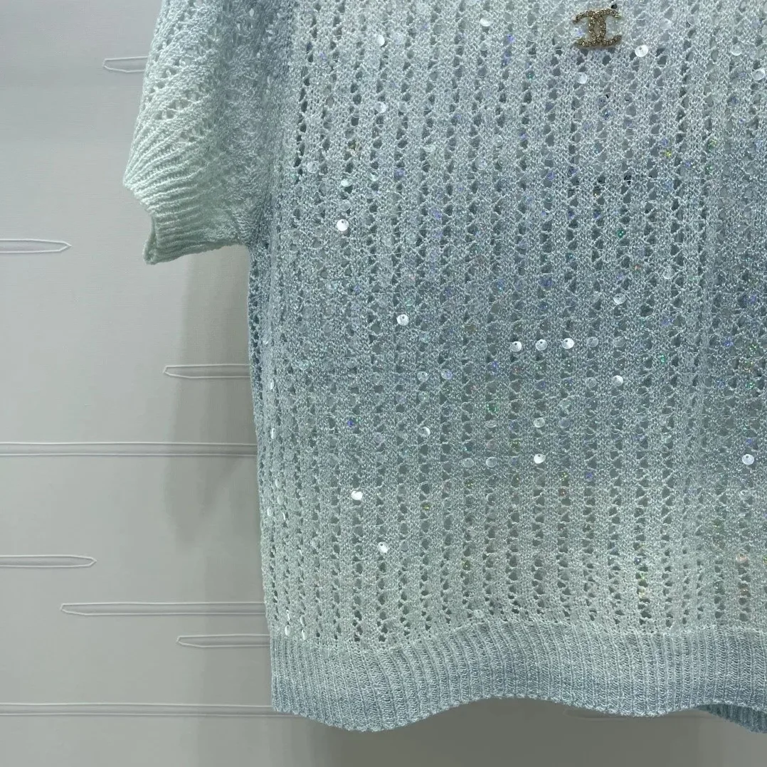 Chanel Sequin Embellished Top Ombre Blue