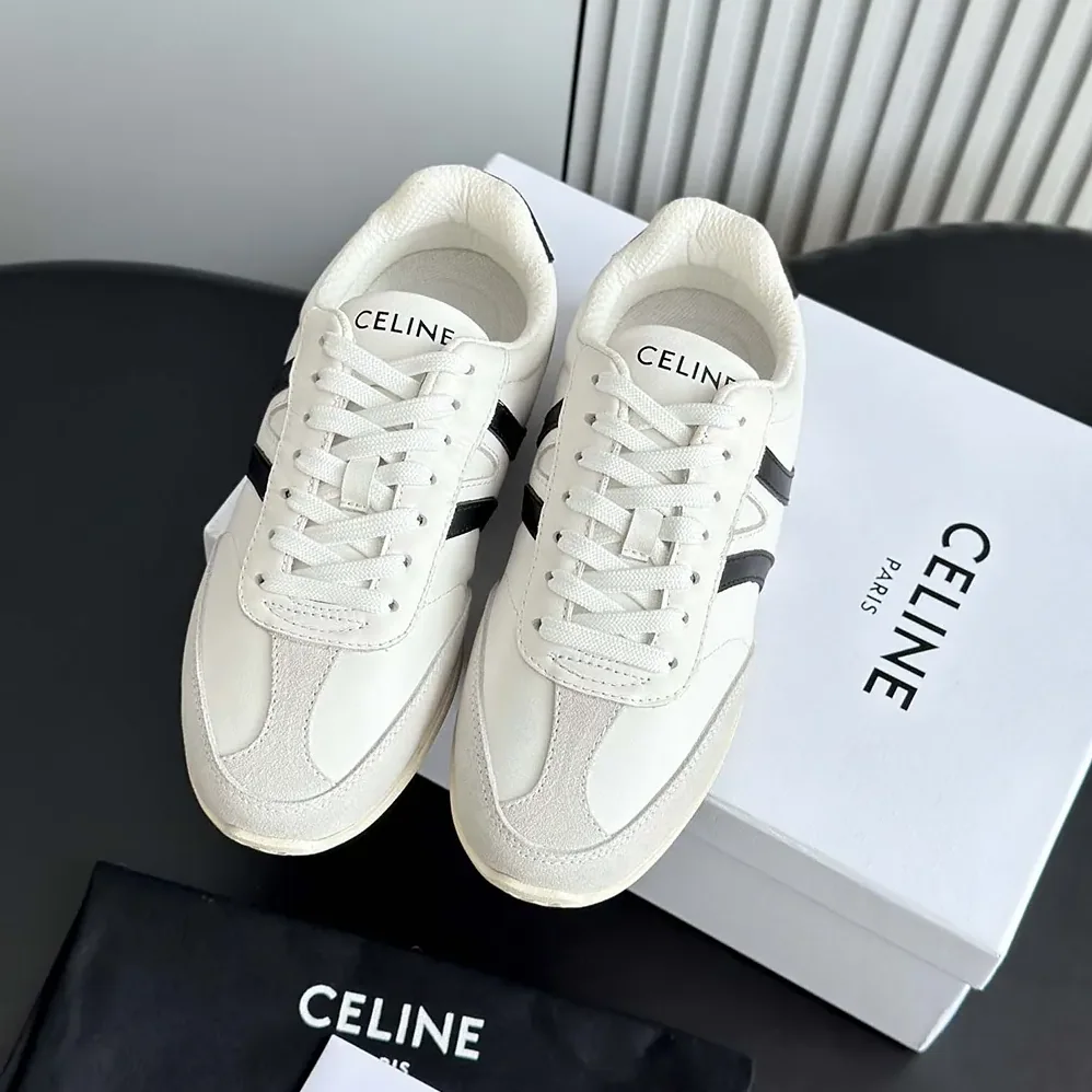 Celine Jogger Low Lace up Sneaker in Calfskin for Unisex in White