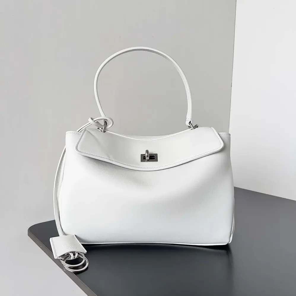 Balenciaga Rodeo Small Handbag in White Smooth Calfskin for Women in Silver