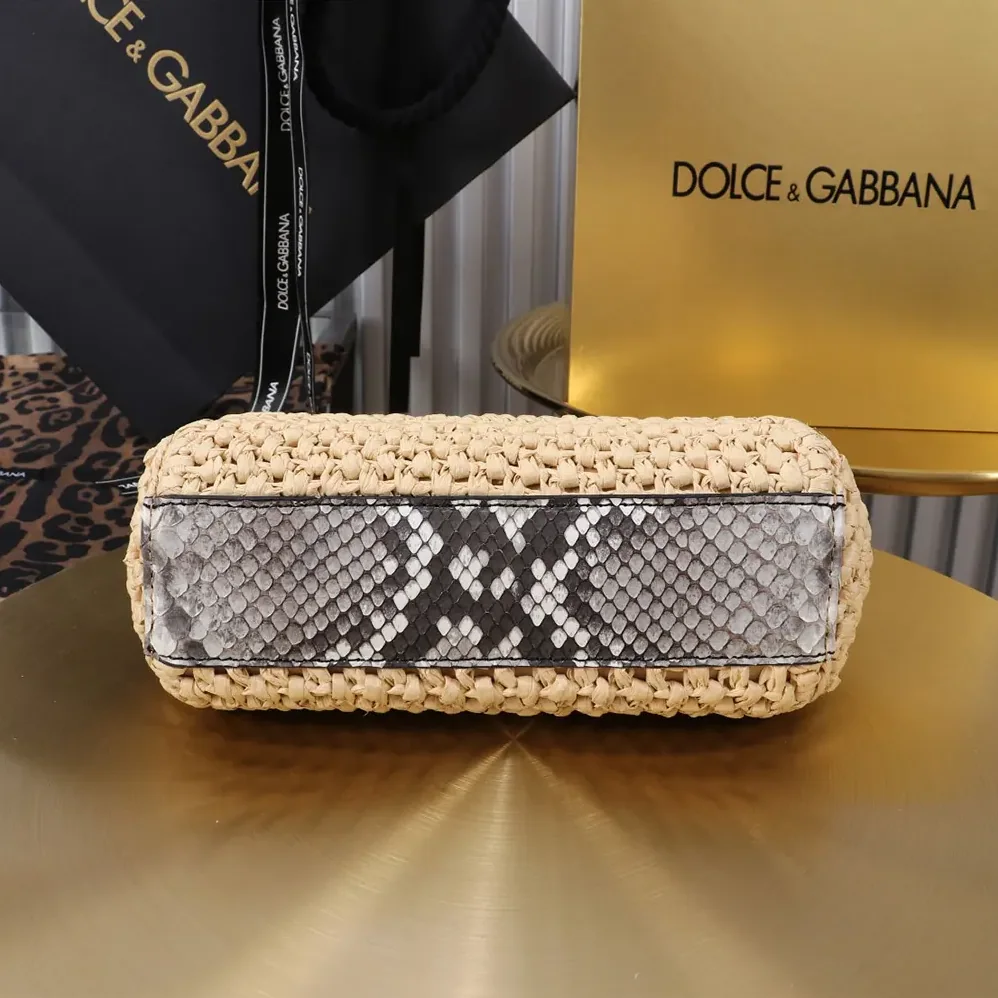Dolce Gabbana D&G Mini Sicily Handbag in Crochet Raffia for Women