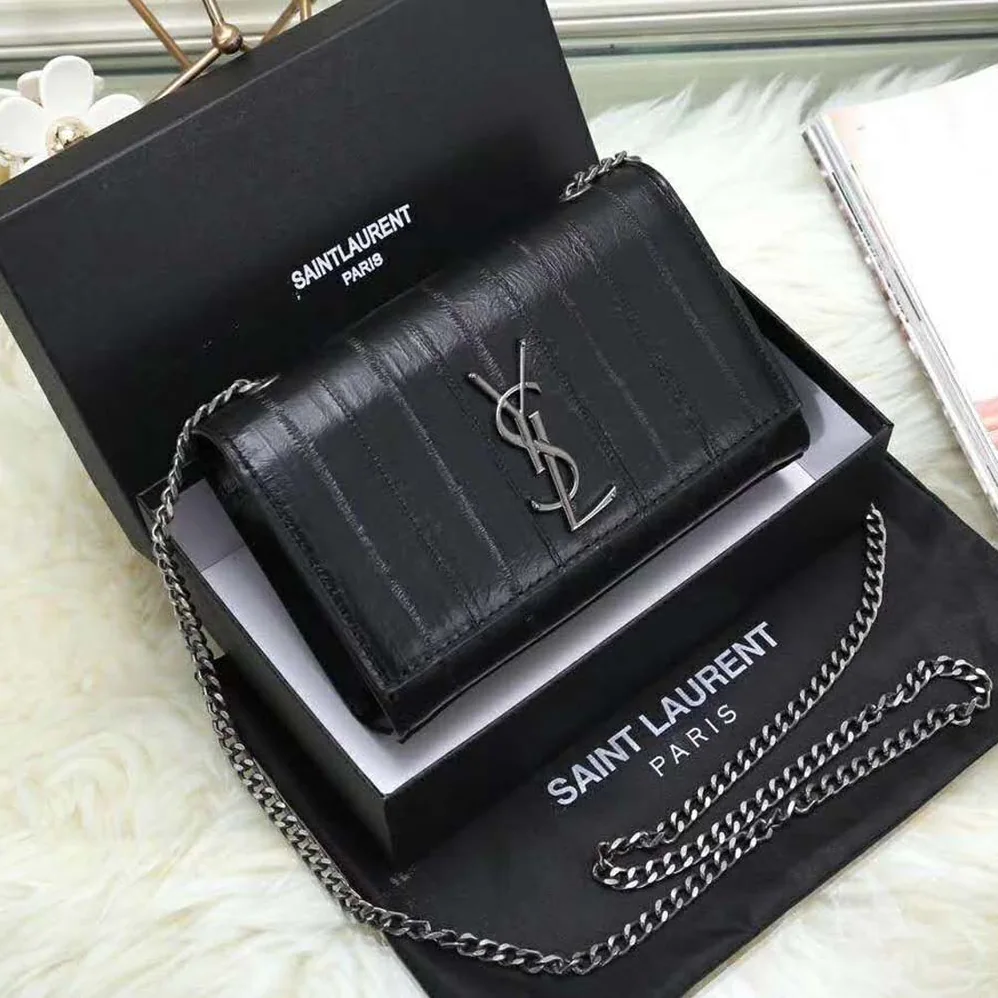 Saint Laurent YSL Sunset Medium in Eel for Women in Black Saint Laurent YSL Sunset Medium in Eel for Women in Black