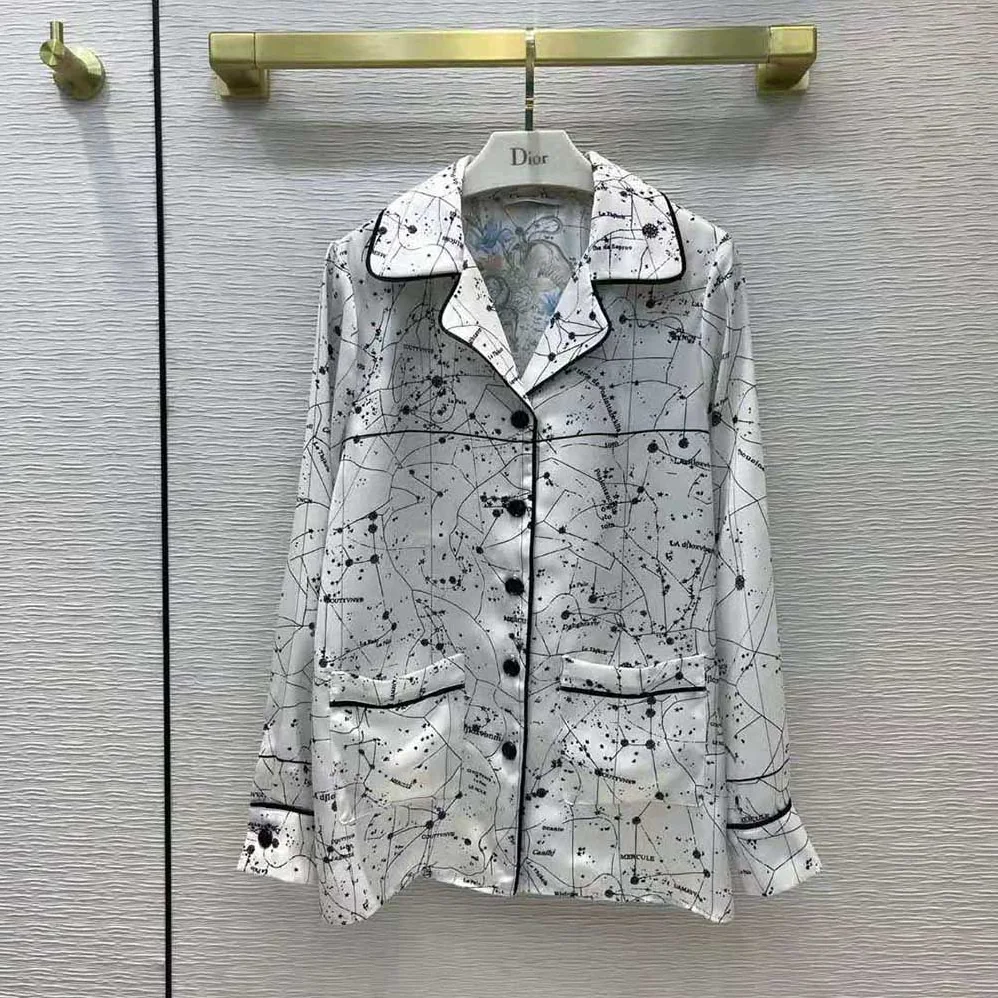 Dior Chez Moi Jacket White Dior Zodiac Silk Twill for Women Dior Chez Moi Jacket White Dior Zodiac Silk Twill for Women