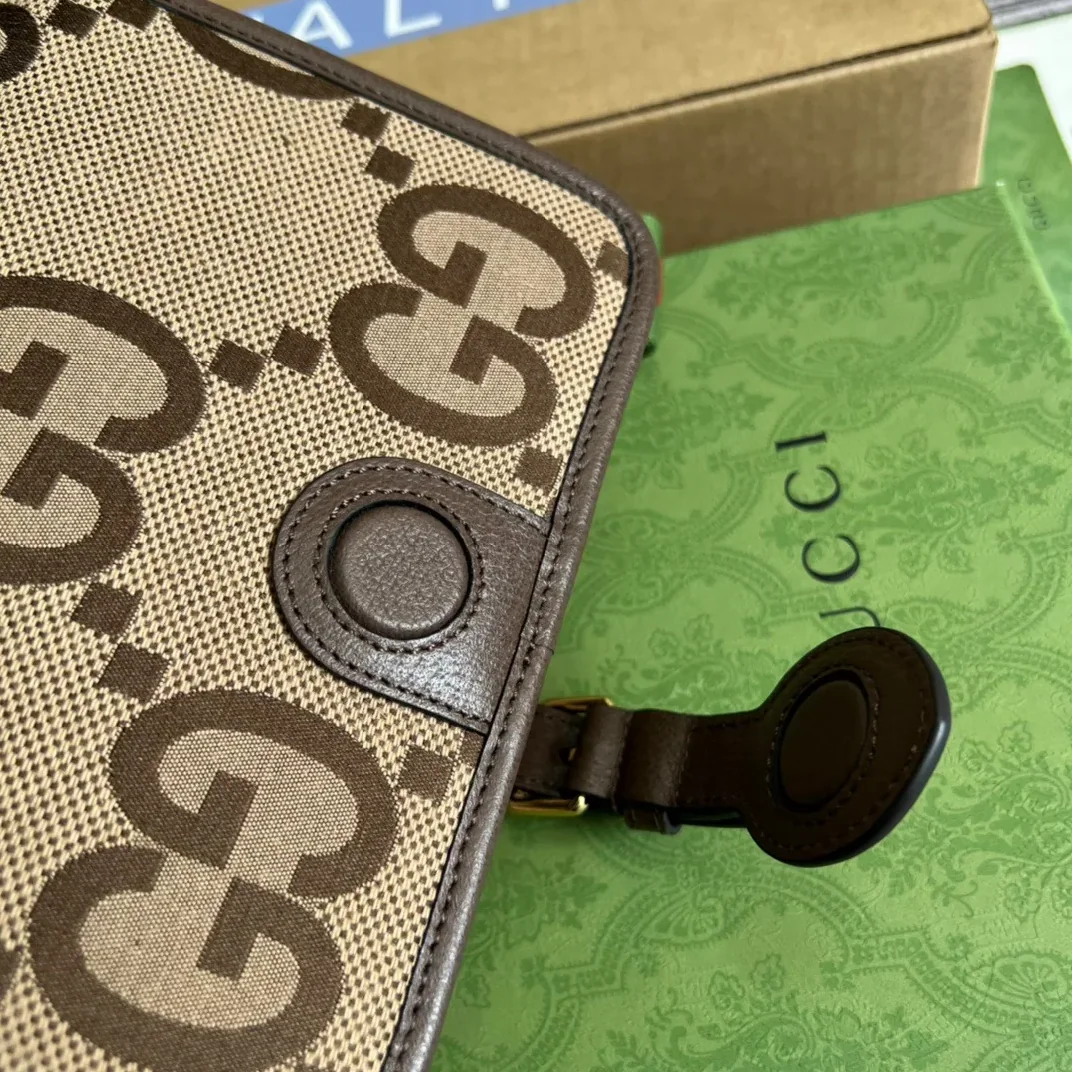 Gucci Ophidia Mini Jumbo GG Bag Camel And Ebony Jumbo GG Canvas /