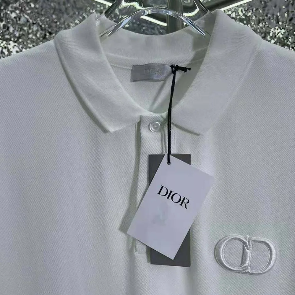 Dior CD Icon Polo Shirt White Cotton Pique for Men